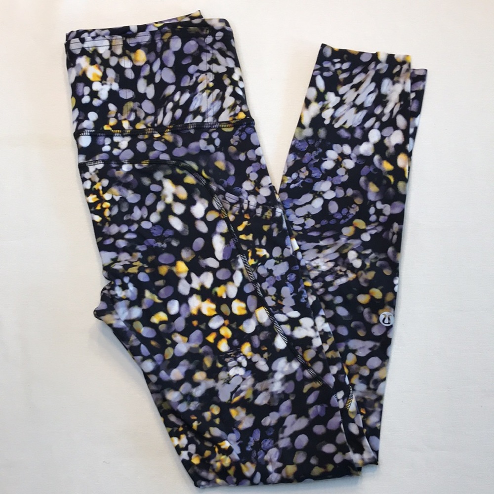 Lululemon leggings, navy/yellow/white, 4